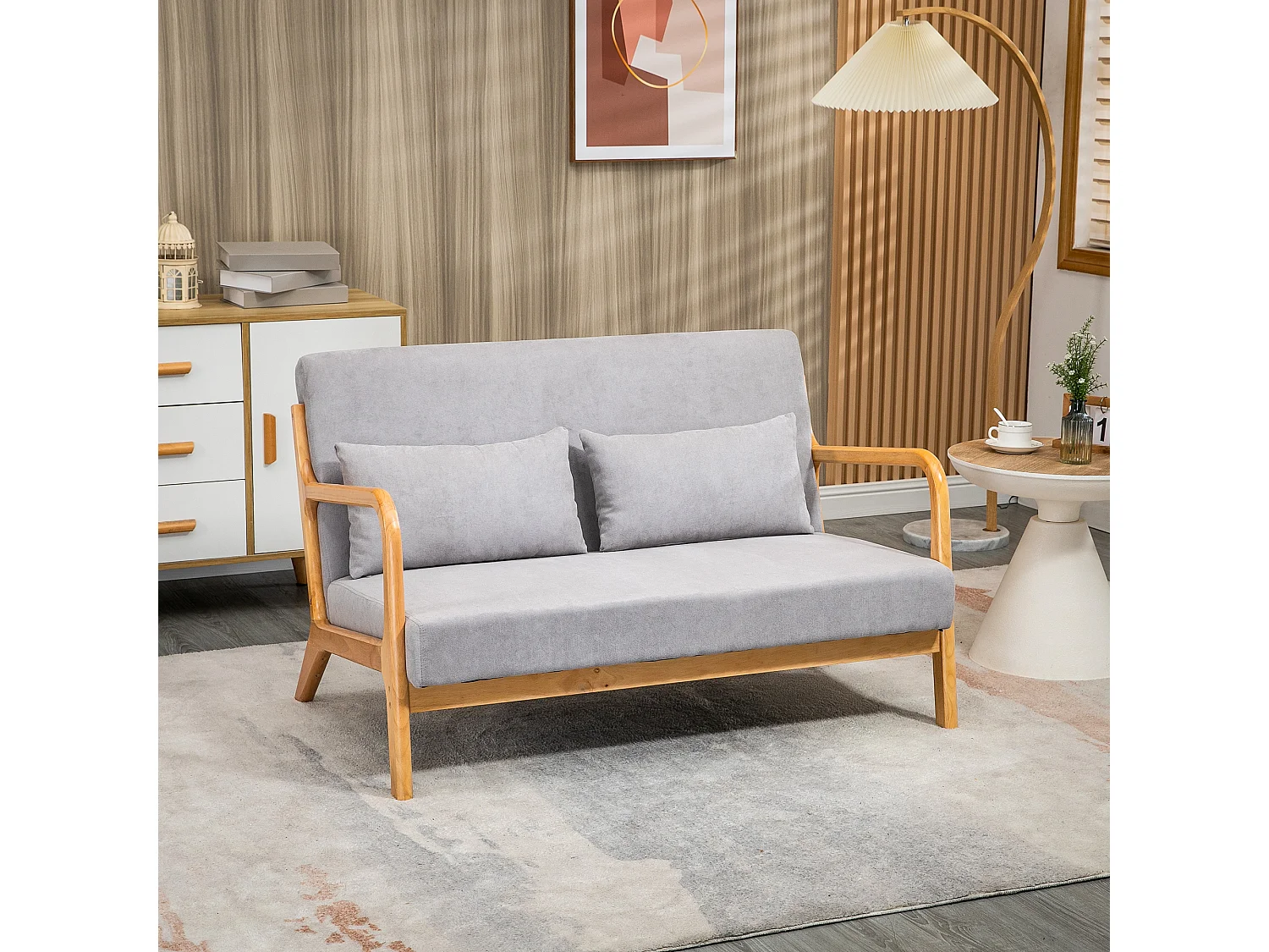 Divano 2 posti moderno con cuscini e seduta imbottita grigio