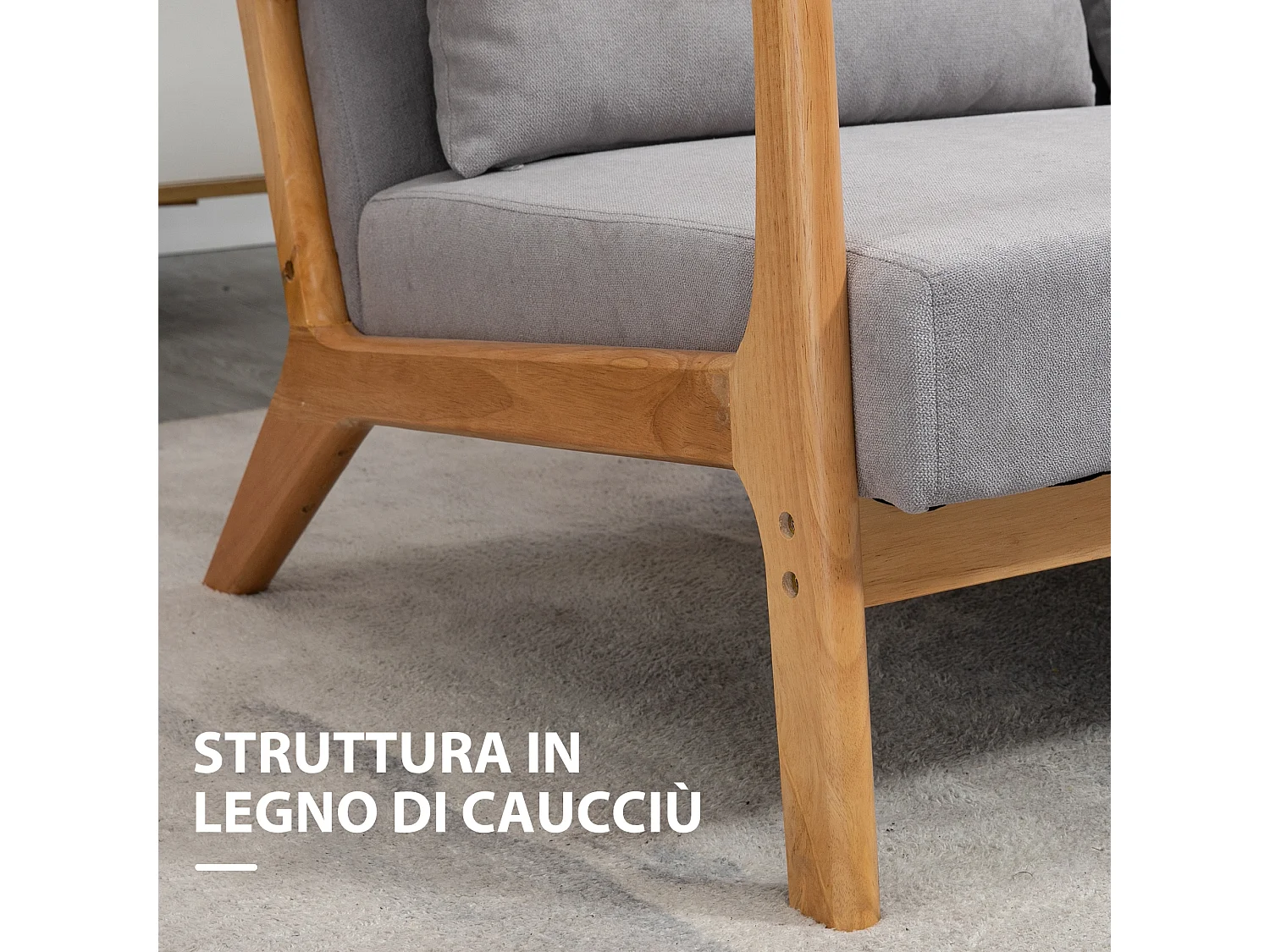 Divano 2 posti moderno con cuscini e seduta imbottita grigio