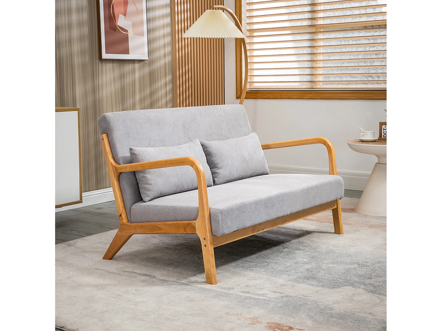 Divano 2 posti moderno con cuscini e seduta imbottita grigio