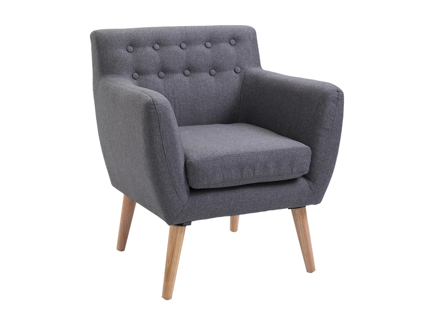 Poltroncina moderna con braccioli tessuto legno grigio chiaro