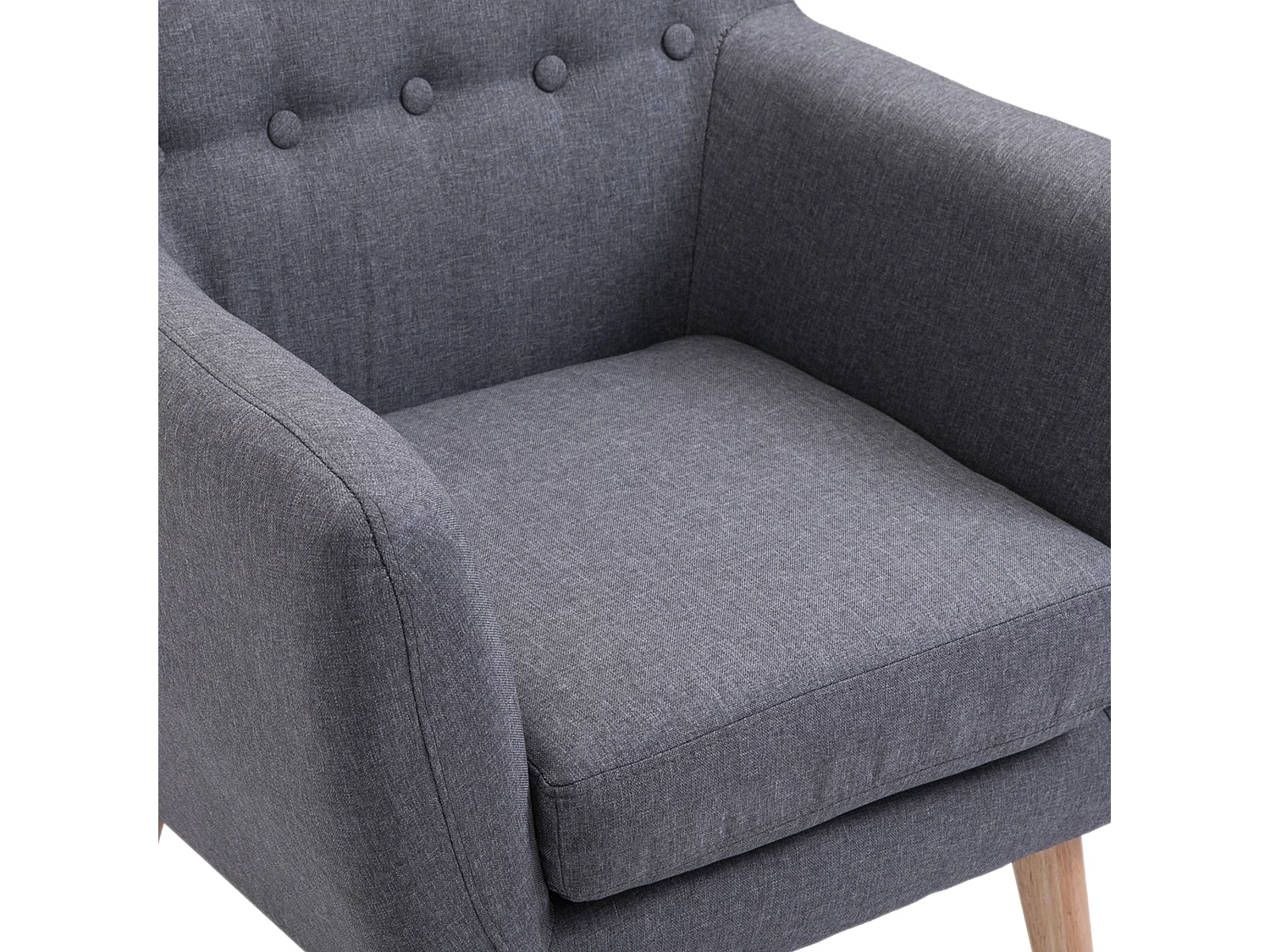 Poltroncina moderna con braccioli tessuto legno grigio chiaro