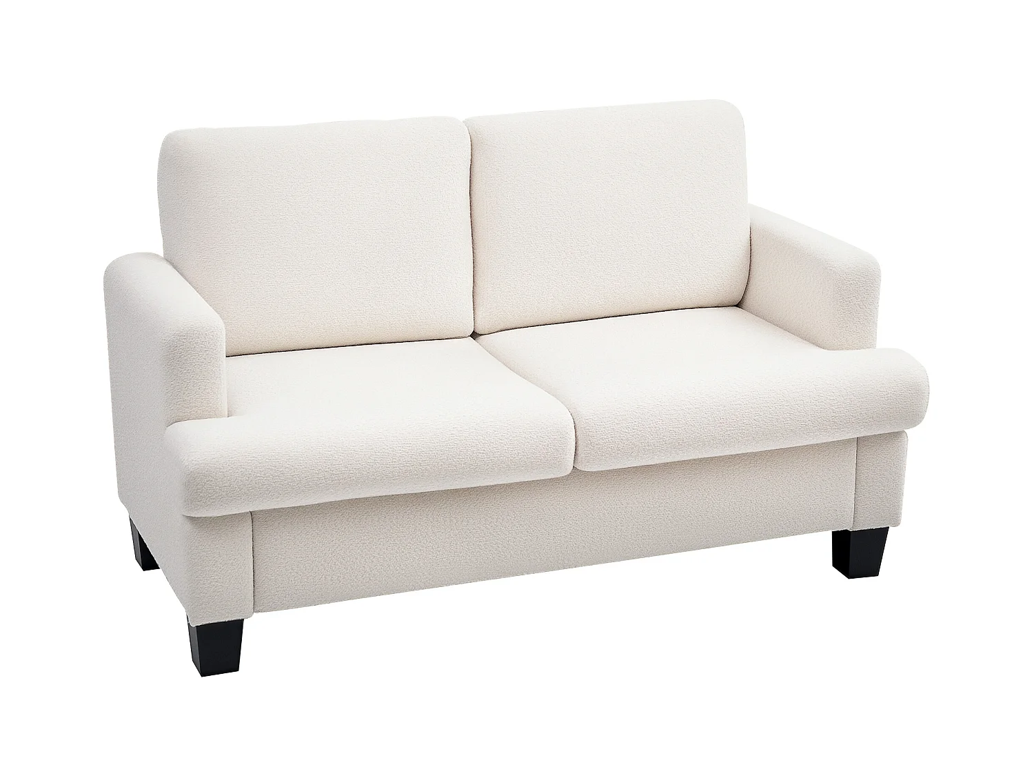 Divano 2 posti moderno con cuscini rimovibili in ciniglia crema