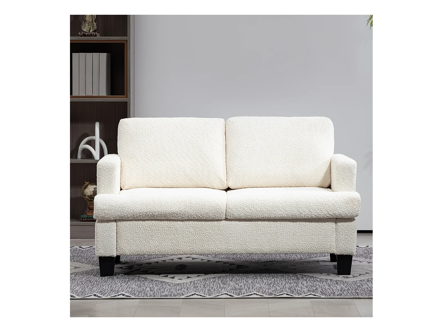 Divano 2 posti moderno con cuscini rimovibili in ciniglia crema