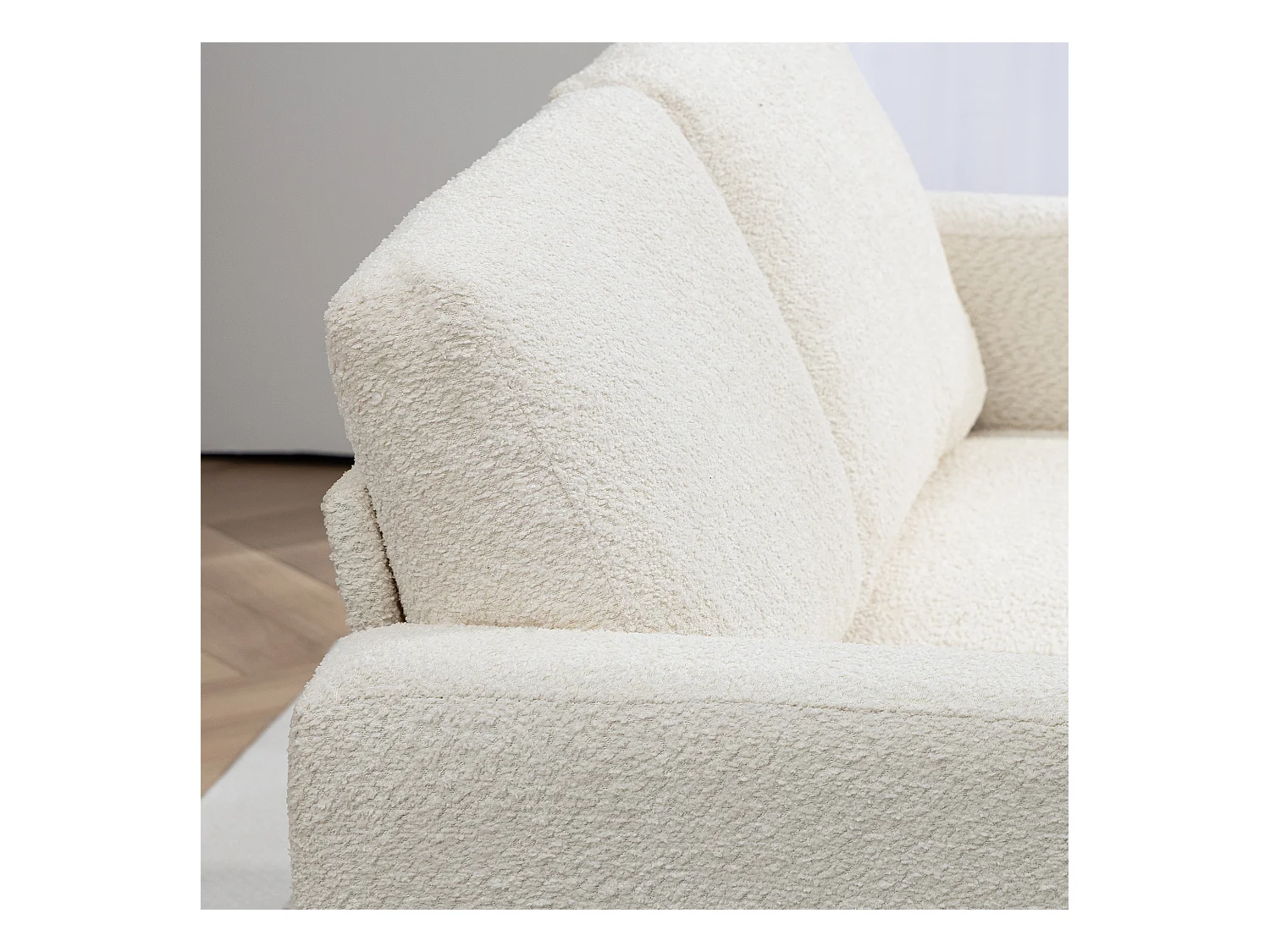 Divano 2 posti moderno con cuscini rimovibili in ciniglia crema