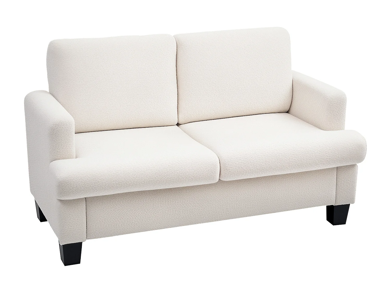 Divano 2 posti moderno con cuscini rimovibili in ciniglia crema