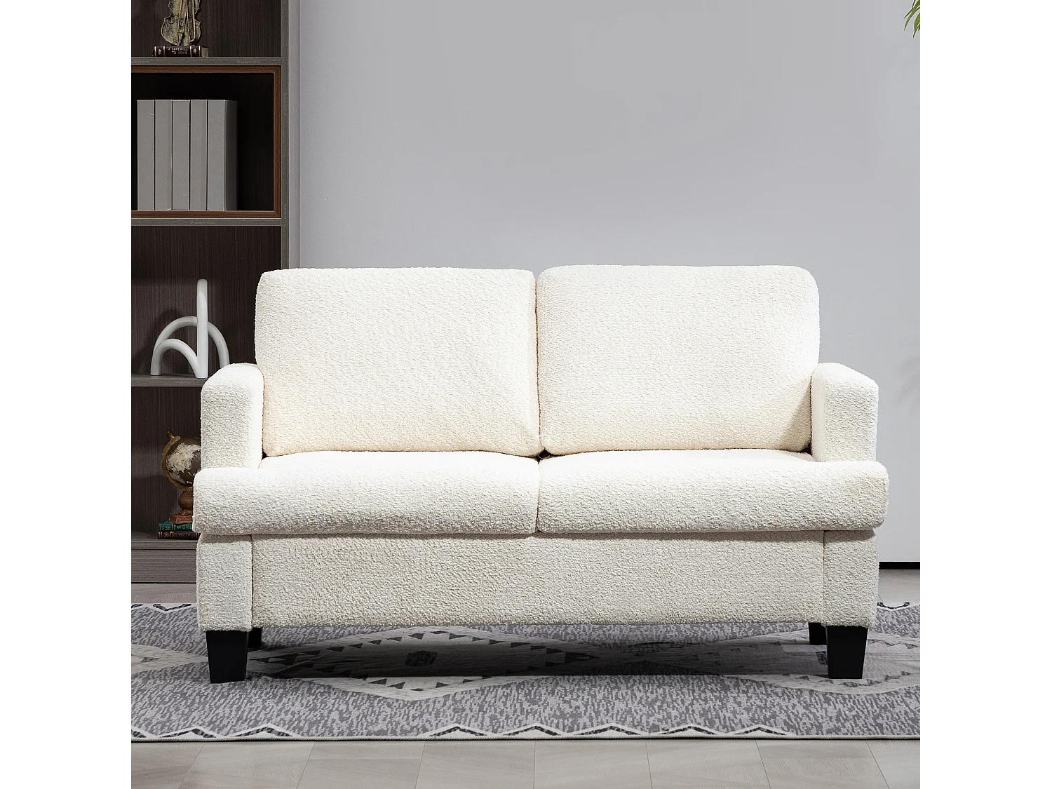 Divano 2 posti moderno con cuscini rimovibili in ciniglia crema