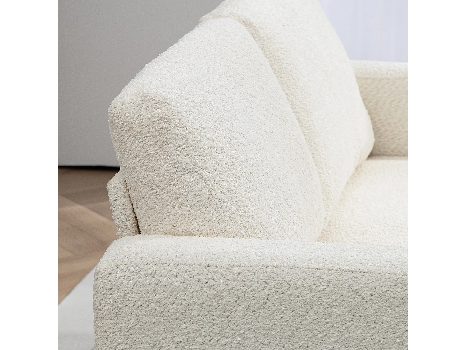 Divano 2 posti moderno con cuscini rimovibili in ciniglia crema