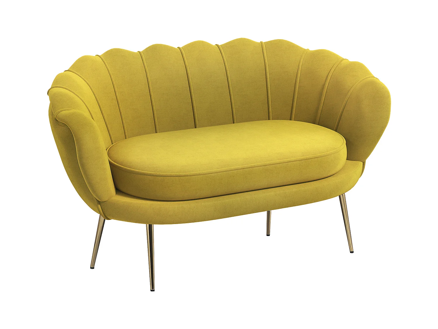 Divano vintage 2 posti stile industrial chic effetto velluto giallo