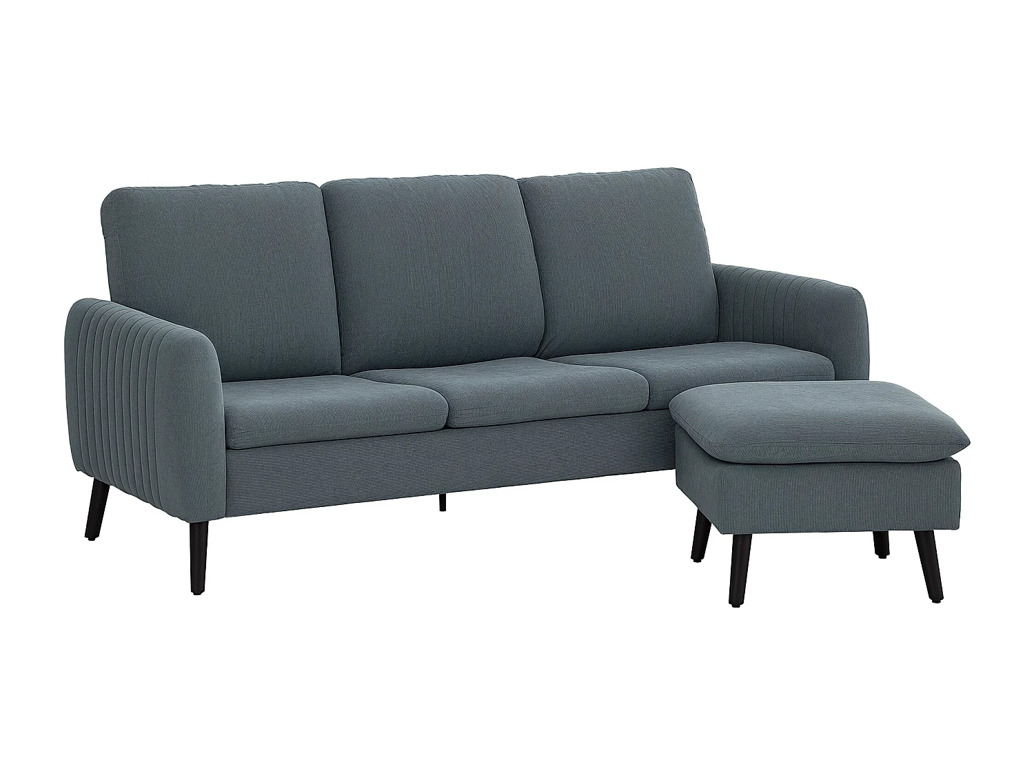 Divano 3 posti angolare con chaise longue reversibile grigio carbone
