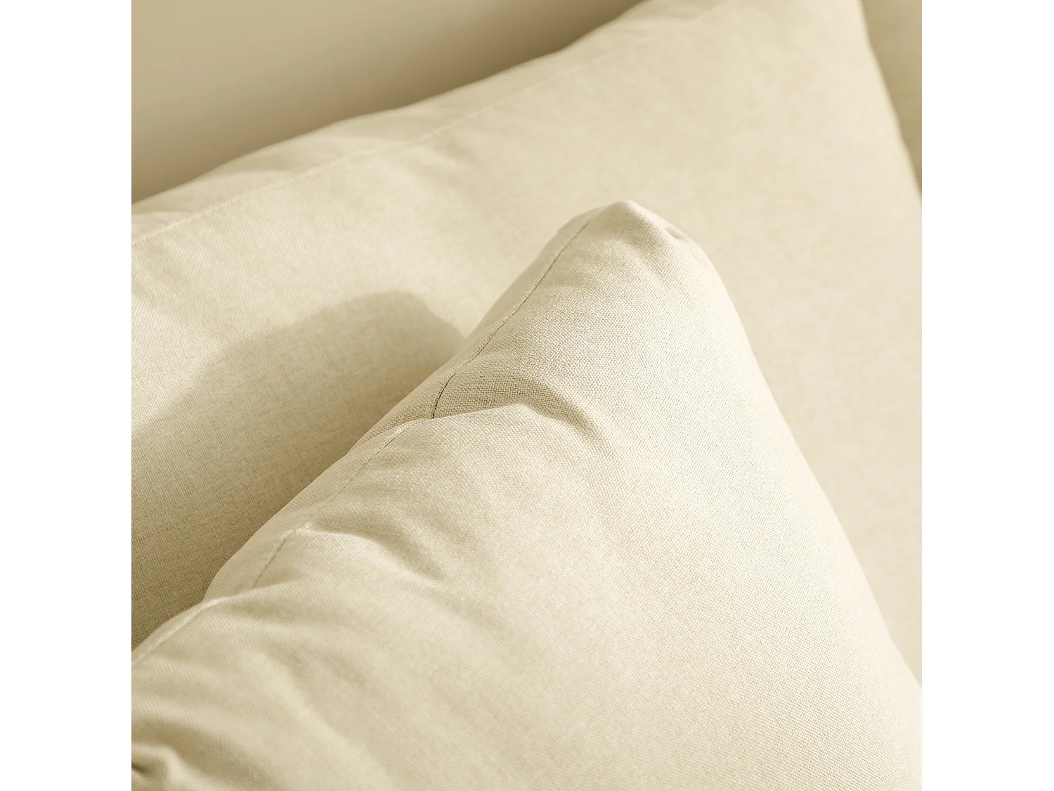 Divano da 2 posti in tessuto effetto lino e legno di eucalipto beige