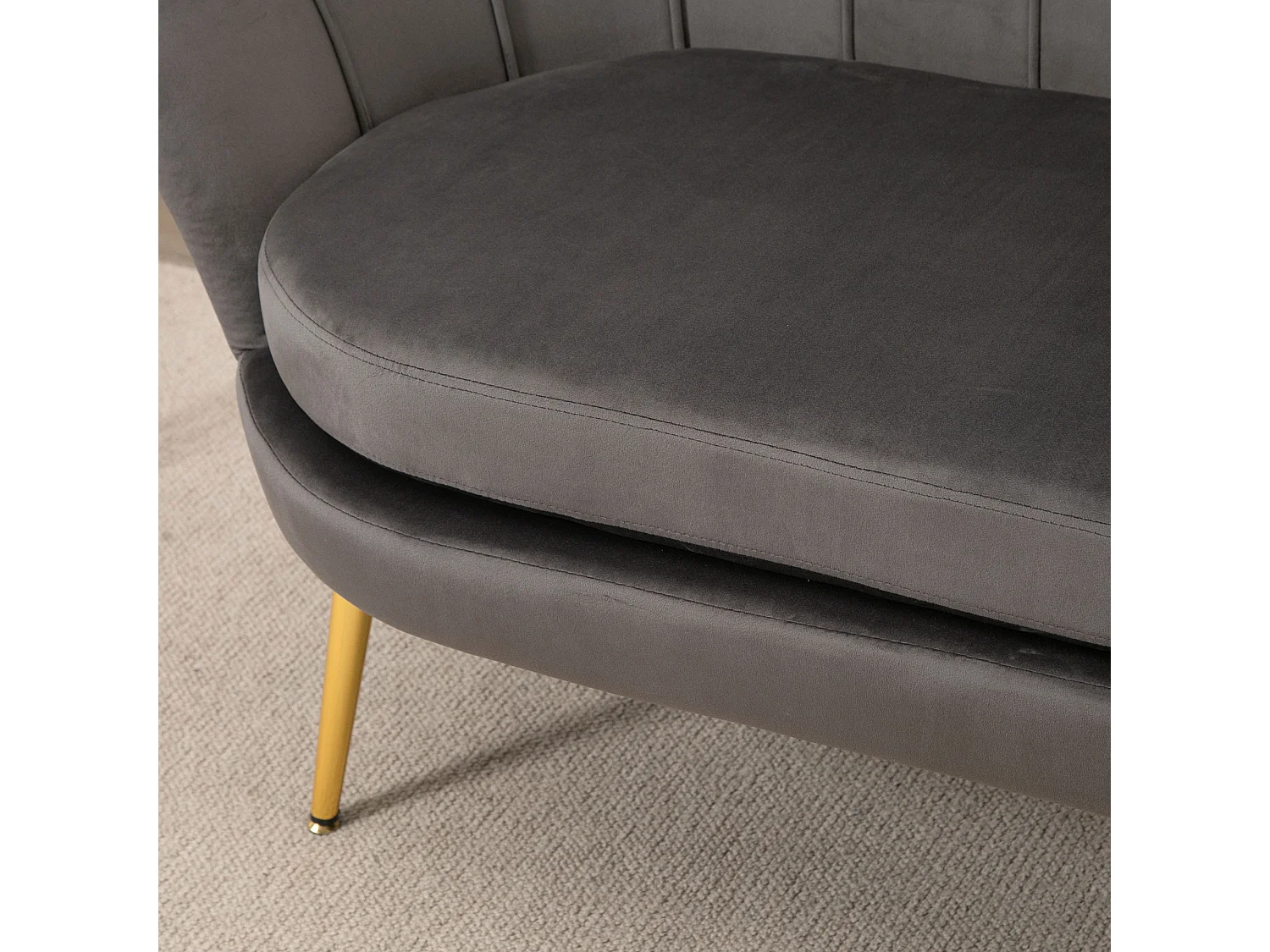 Divano 2 posti in velluto e gambe in metallo grigio