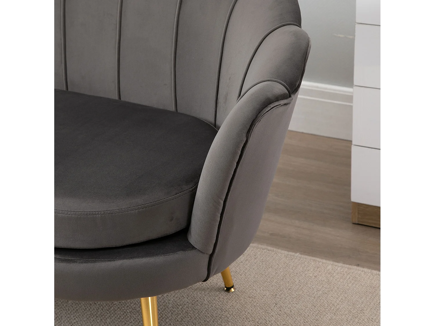 Divano 2 posti in velluto e gambe in metallo grigio