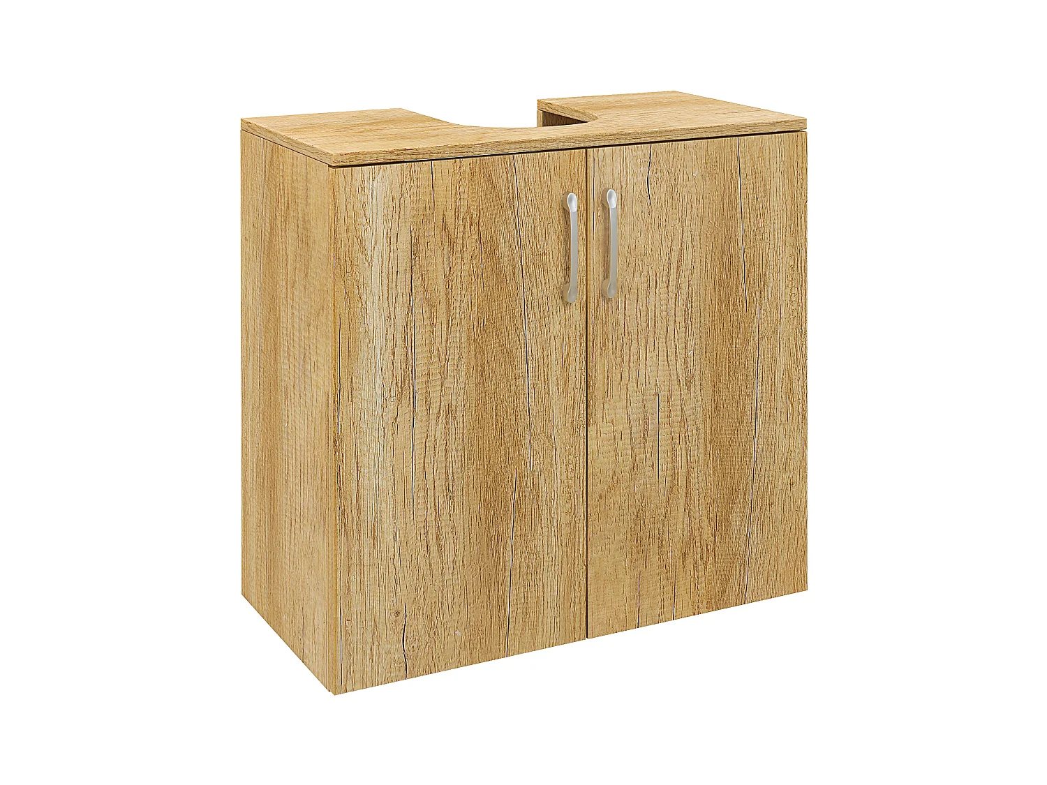 Mobile bagno sottolavabo sospeso con 2 ante e 2 ripiani in legno