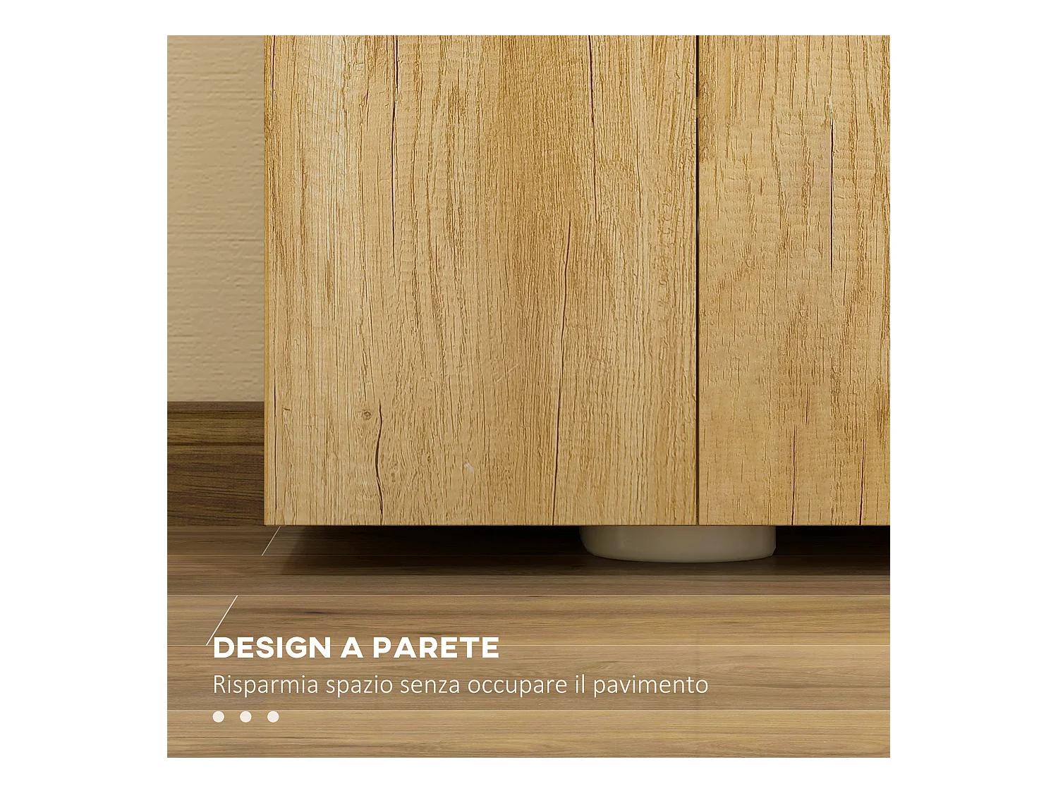 Mobile bagno sottolavabo sospeso con 2 ante e 2 ripiani in legno