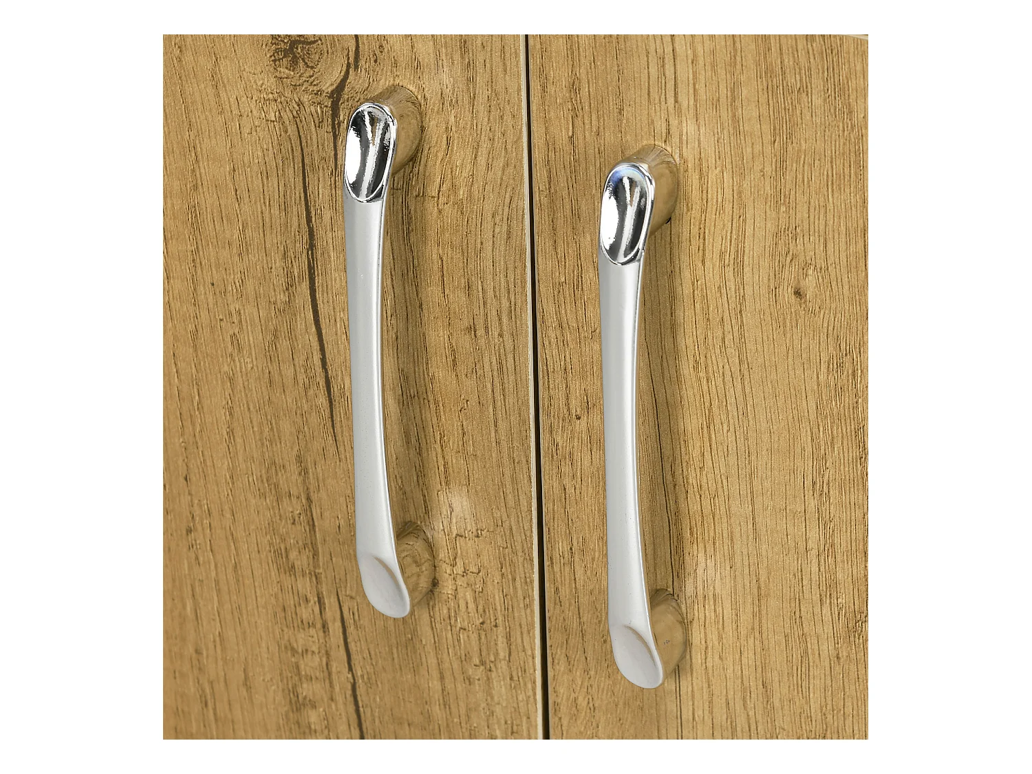 Mobile bagno sottolavabo sospeso con 2 ante e 2 ripiani in legno