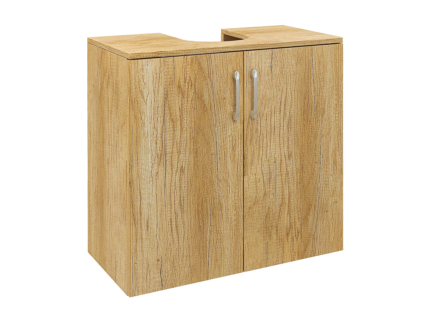 Mobile bagno sottolavabo sospeso con 2 ante e 2 ripiani in legno