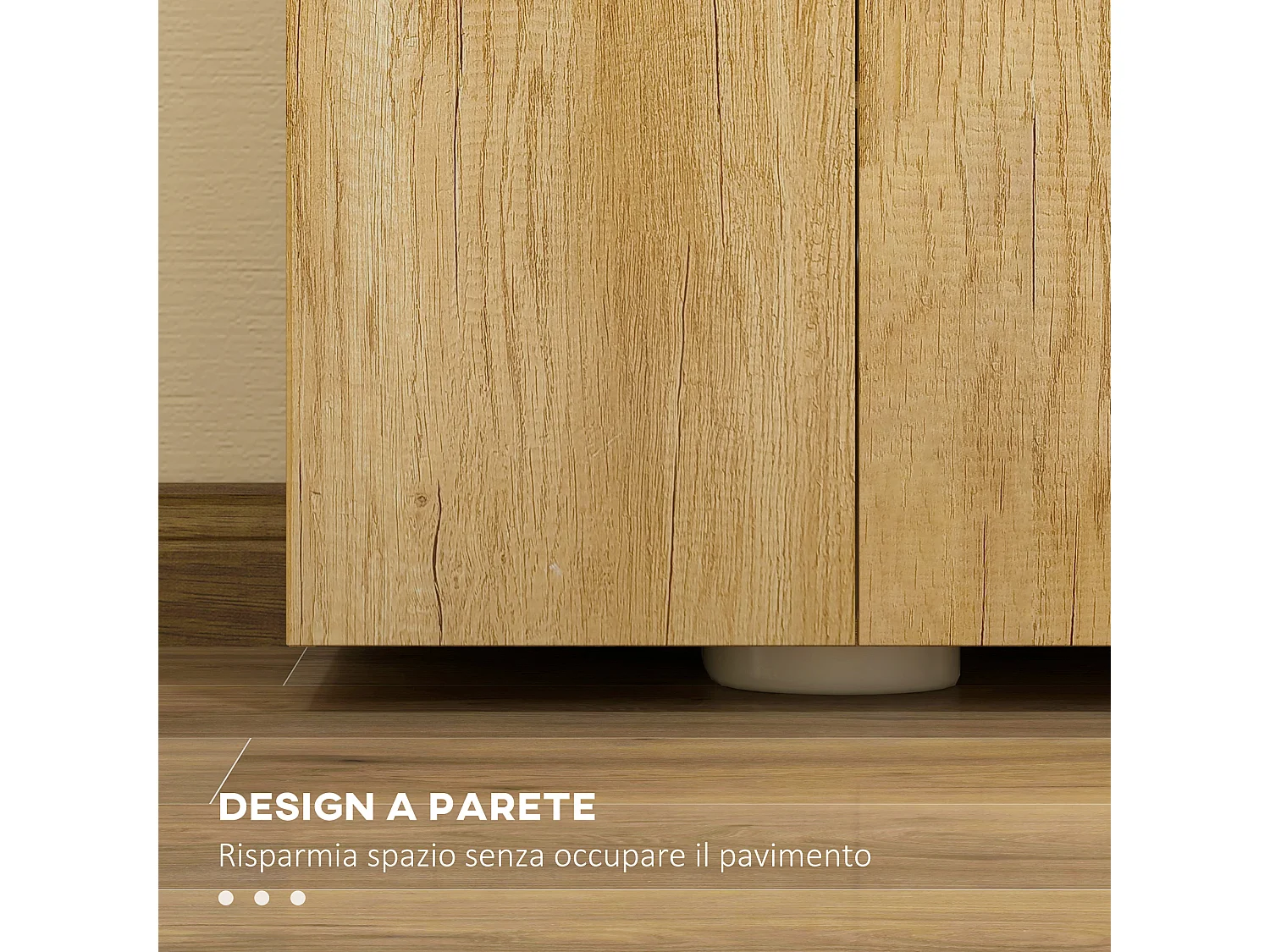 Mobile bagno sottolavabo sospeso con 2 ante e 2 ripiani in legno