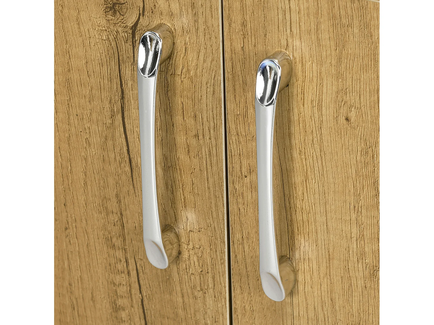 Mobile bagno sottolavabo sospeso con 2 ante e 2 ripiani in legno