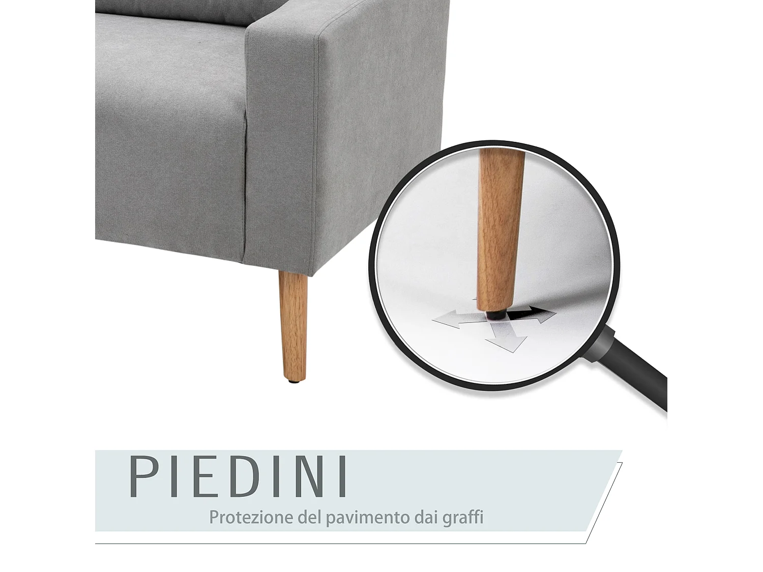 Divano 2 posti con cuscini schienale trapuntato colore grigio