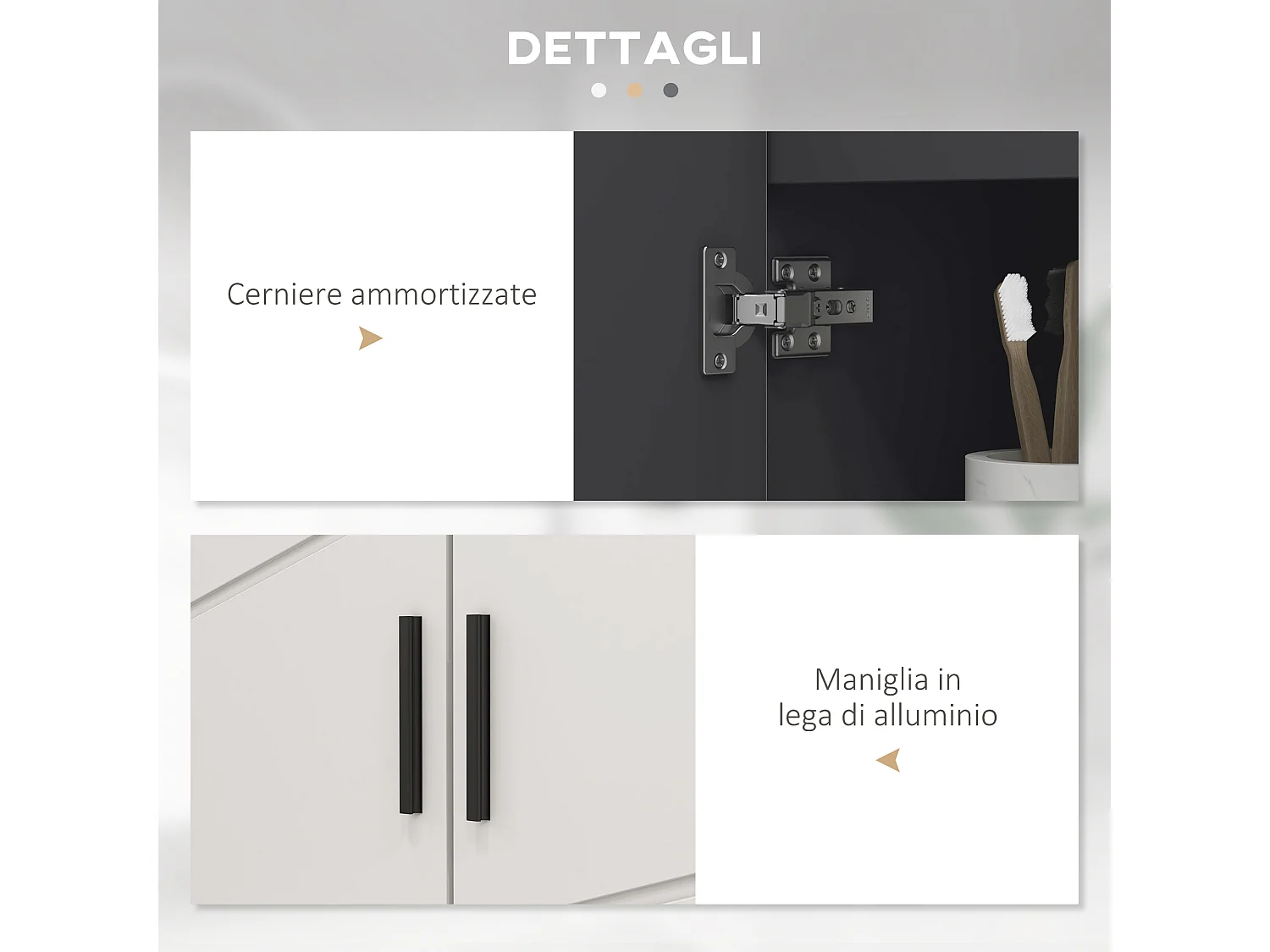 Mobile bagno 2 ante sottolavabo 60x30x60cm grigio