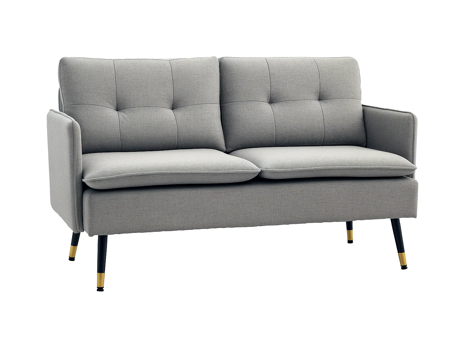 Divano 2 posti in tessuto con cuscini imbottiti 139x68x80cm grigio