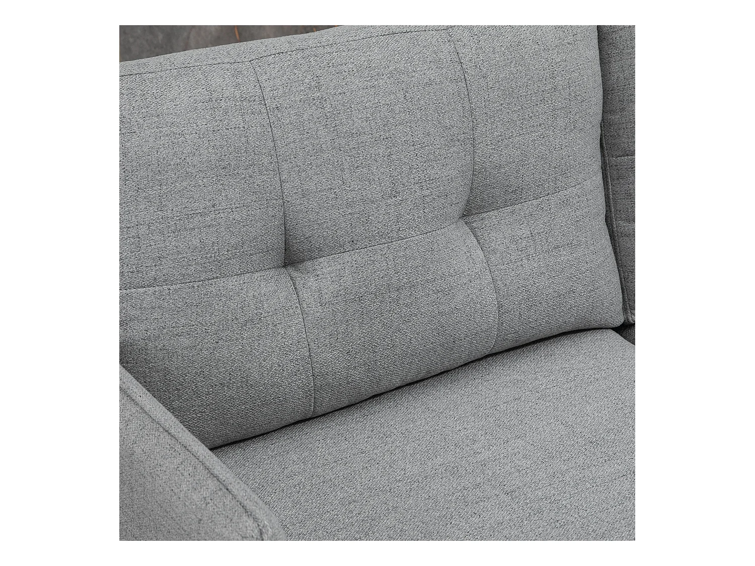 Divano 2 posti in tessuto con cuscini imbottiti 139x68x80cm grigio