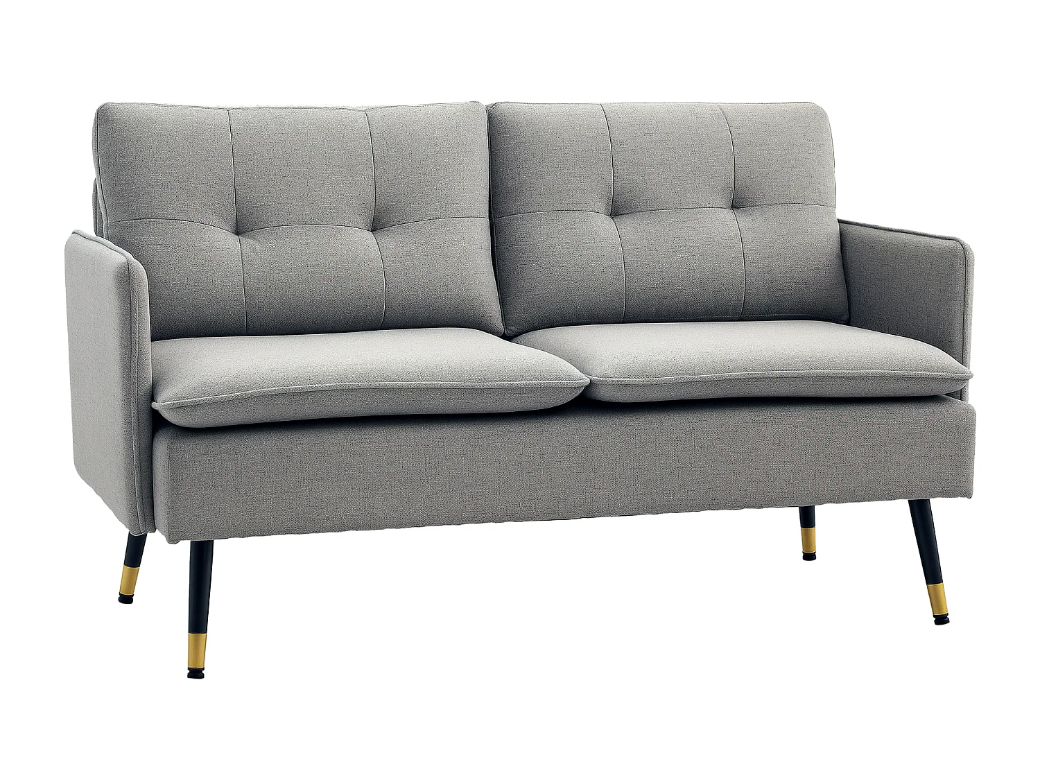 Divano 2 posti in tessuto con cuscini imbottiti 139x68x80cm grigio