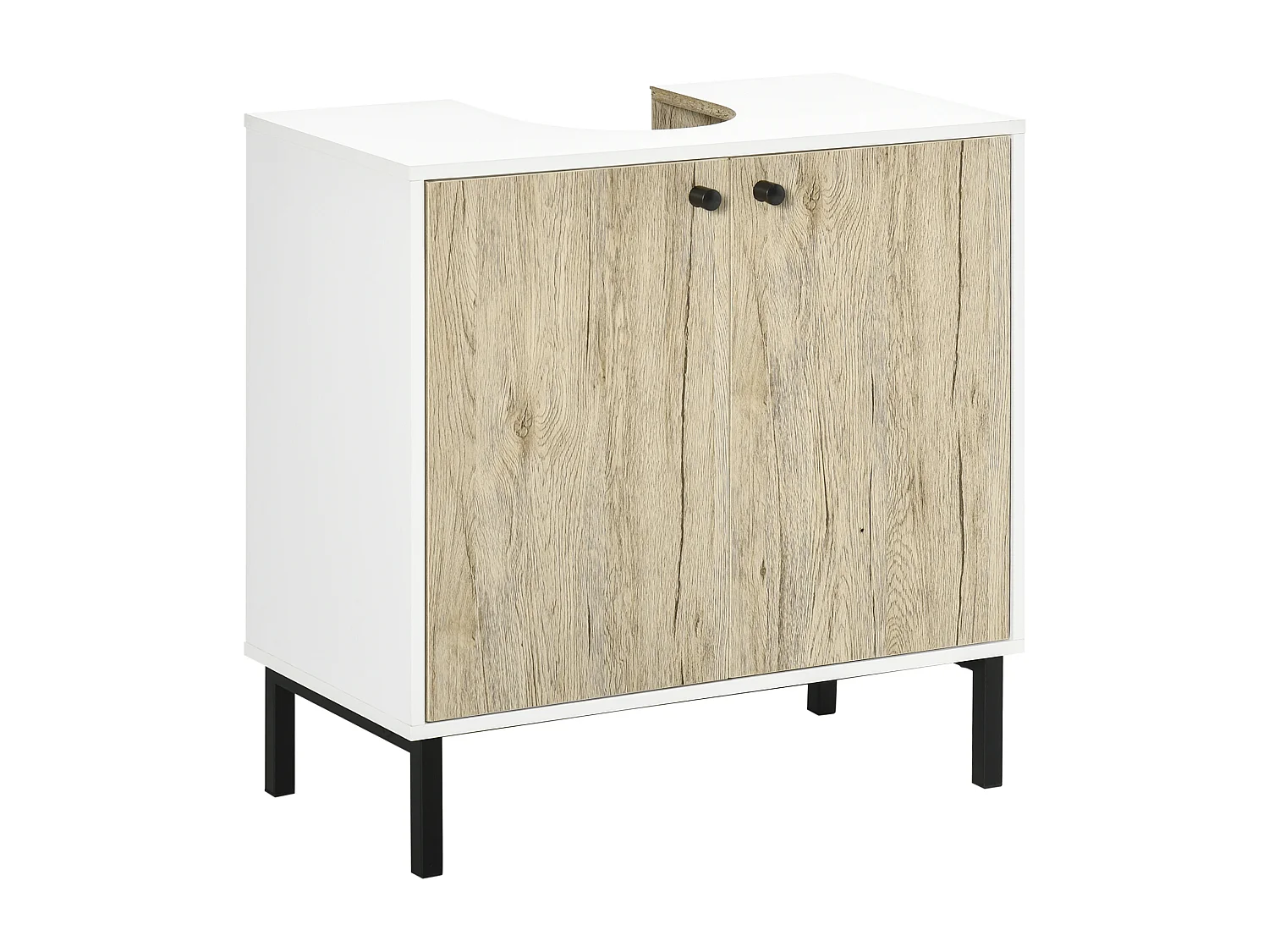 Mobile bagno sottolavabo con ripiano interno bianco rovere