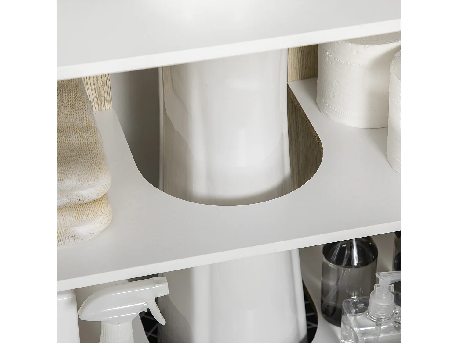 Mobile bagno sottolavabo con ripiano interno bianco rovere