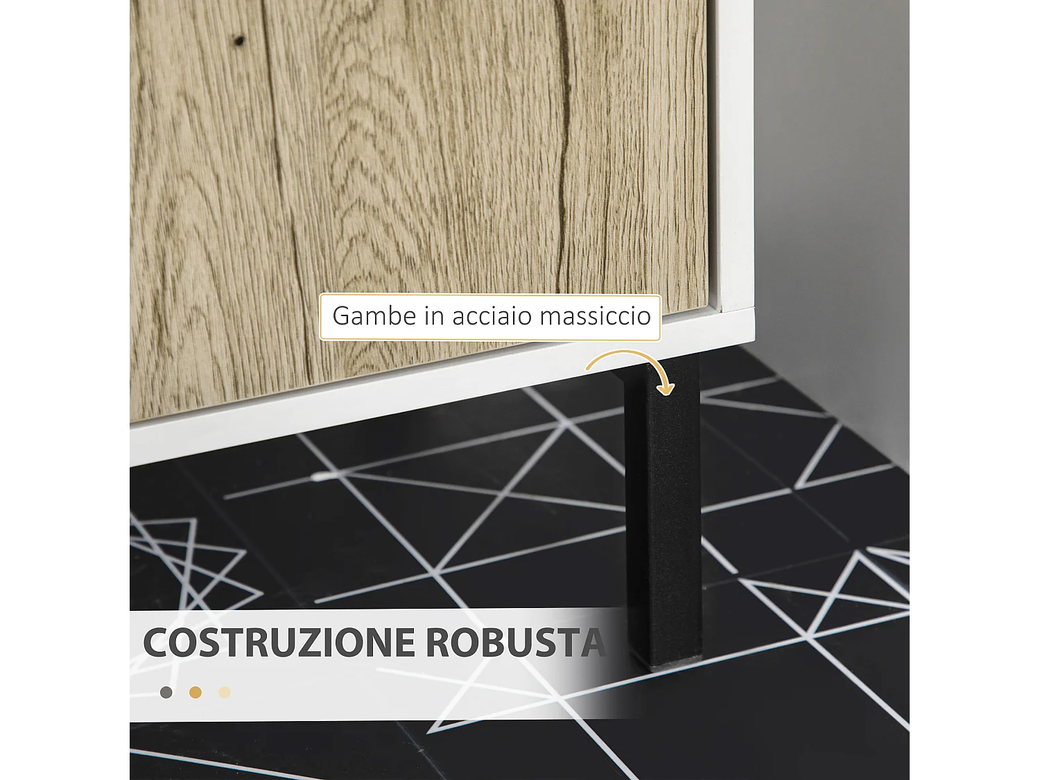 Mobile bagno sottolavabo con ripiano interno bianco rovere