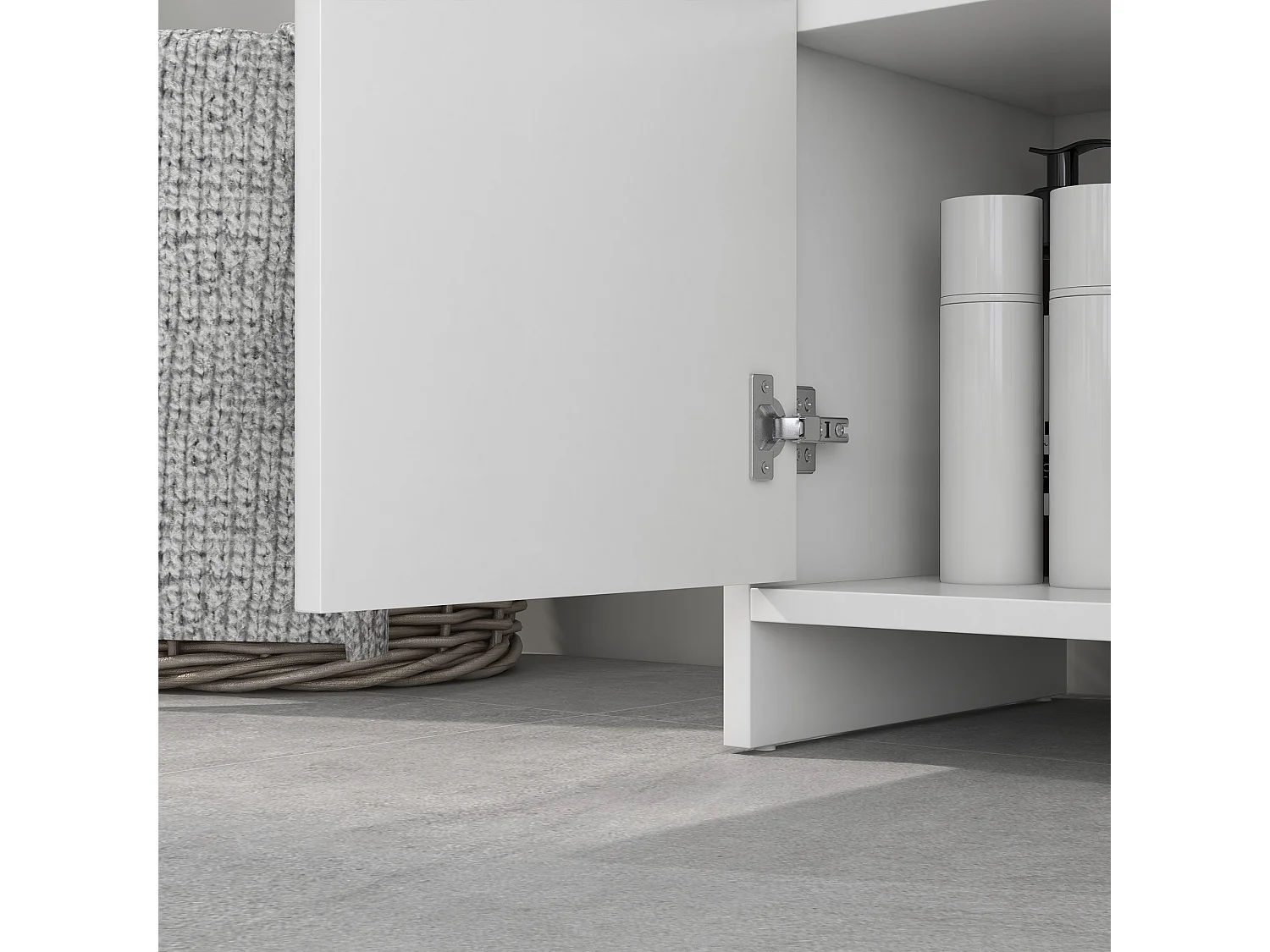 Mobile sottolavabo 2 ante decorate e intaglio a u 60x30x60cm bianco