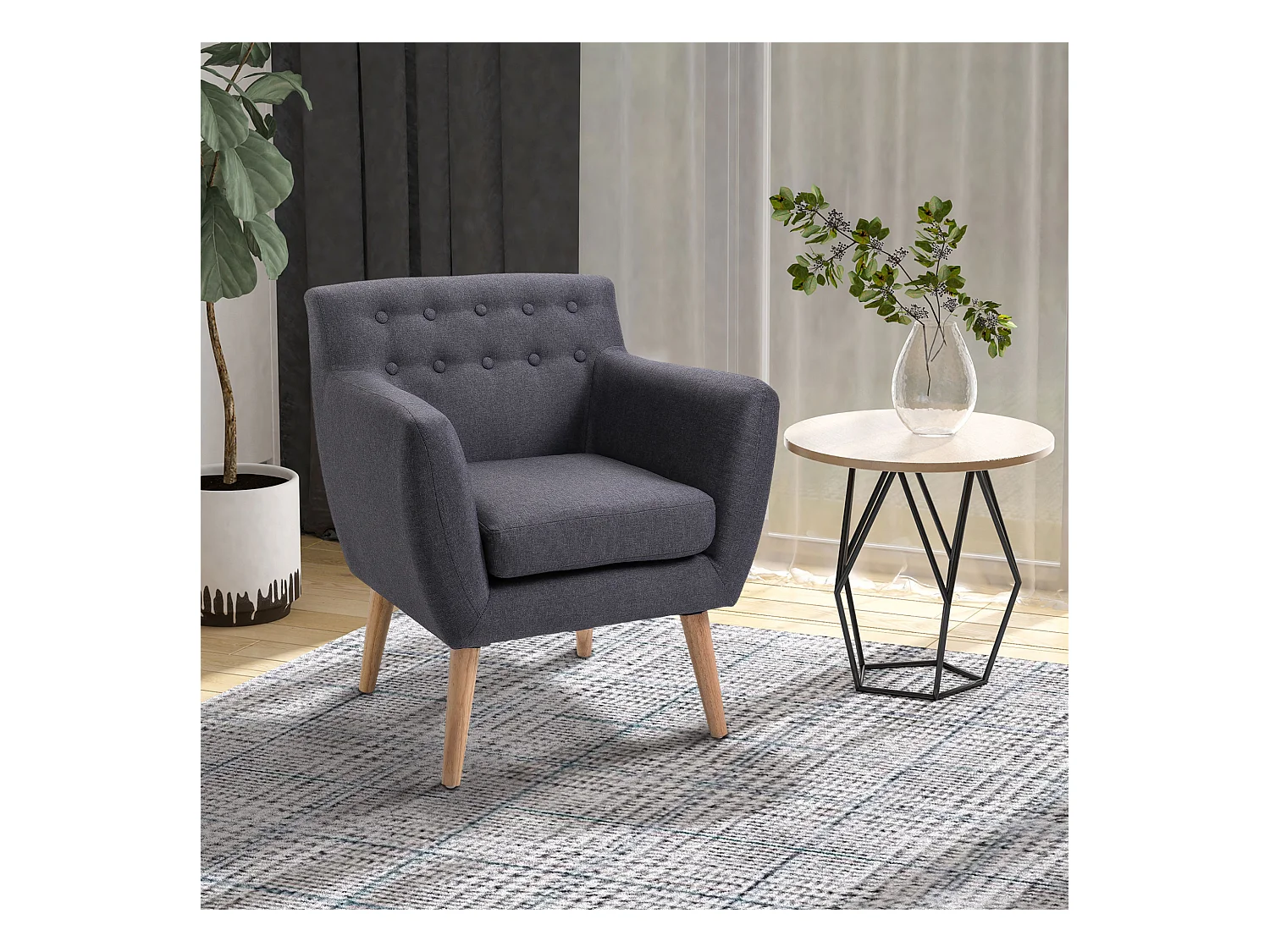 Poltrona moderno da salotto in tessuto grigio scuro
