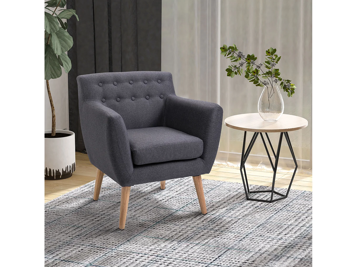 Poltrona moderno da salotto in tessuto grigio scuro