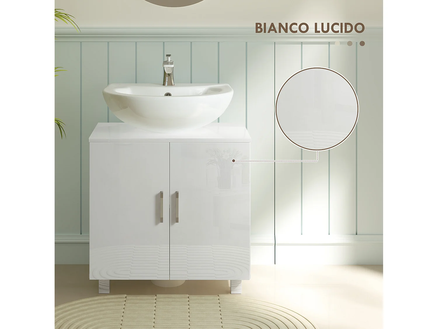 Mobile Sottolavabo bagno con ripiano centrale in mdf 60x35x60cm bianco