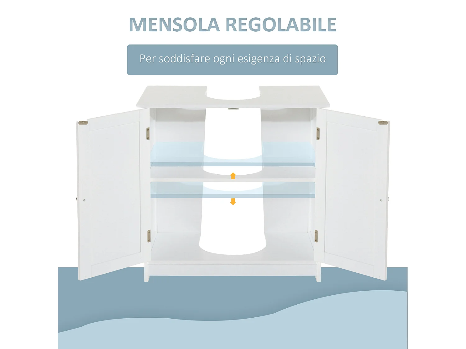 Amardietto sottolavabo con 2 ante in mdf bianco