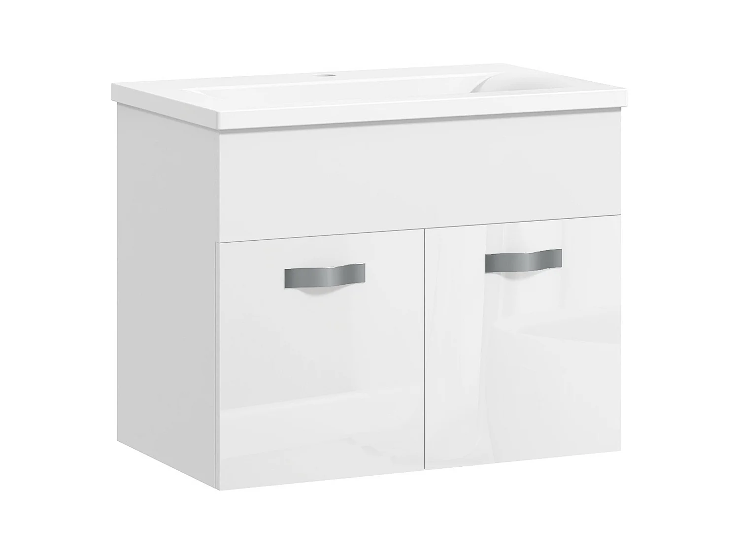 Mobile bagno sospeso con lavabo a 2 ante bianco lucido