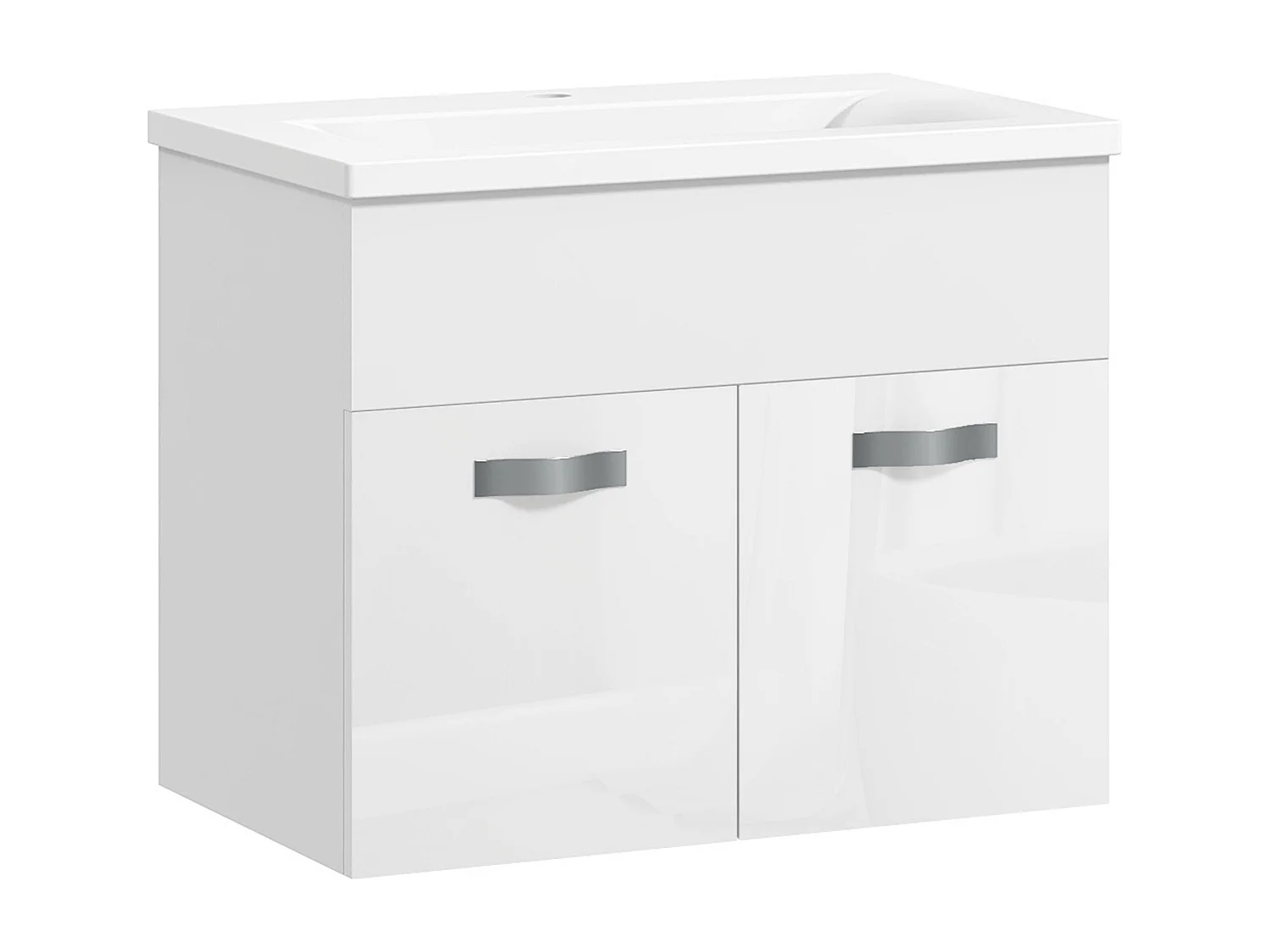 Mobile bagno sospeso con lavabo a 2 ante bianco lucido