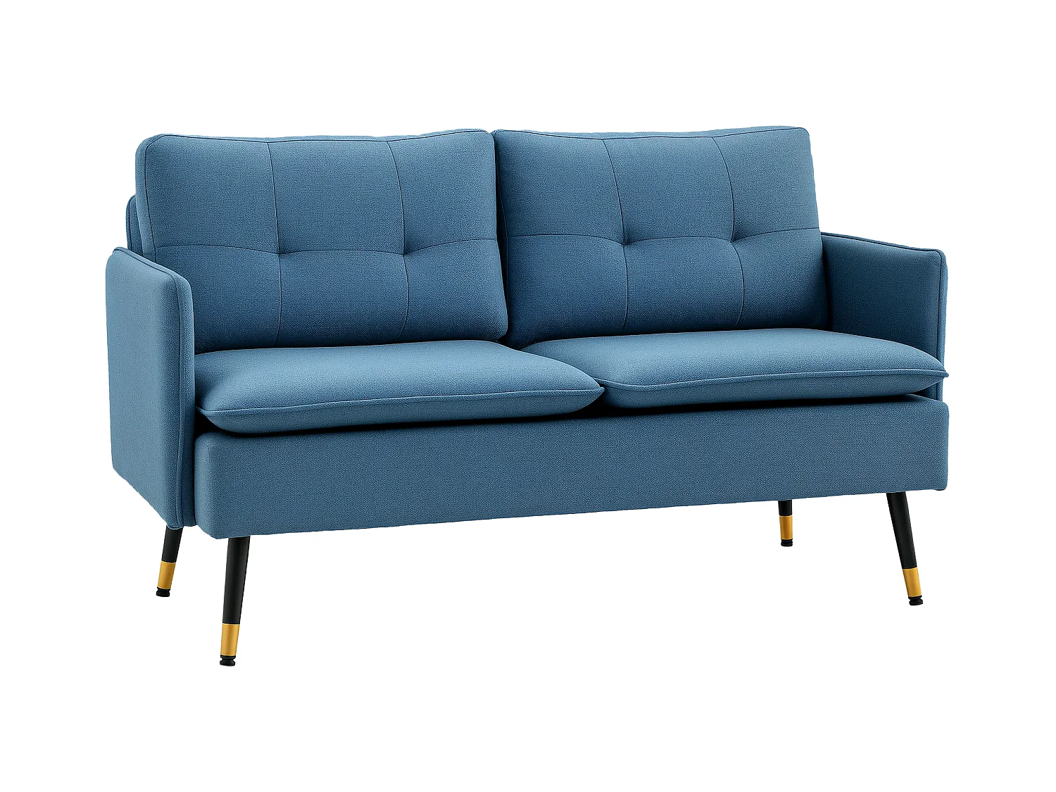 Divano 2 posti in tessuto con cuscini imbottiti blu scuro