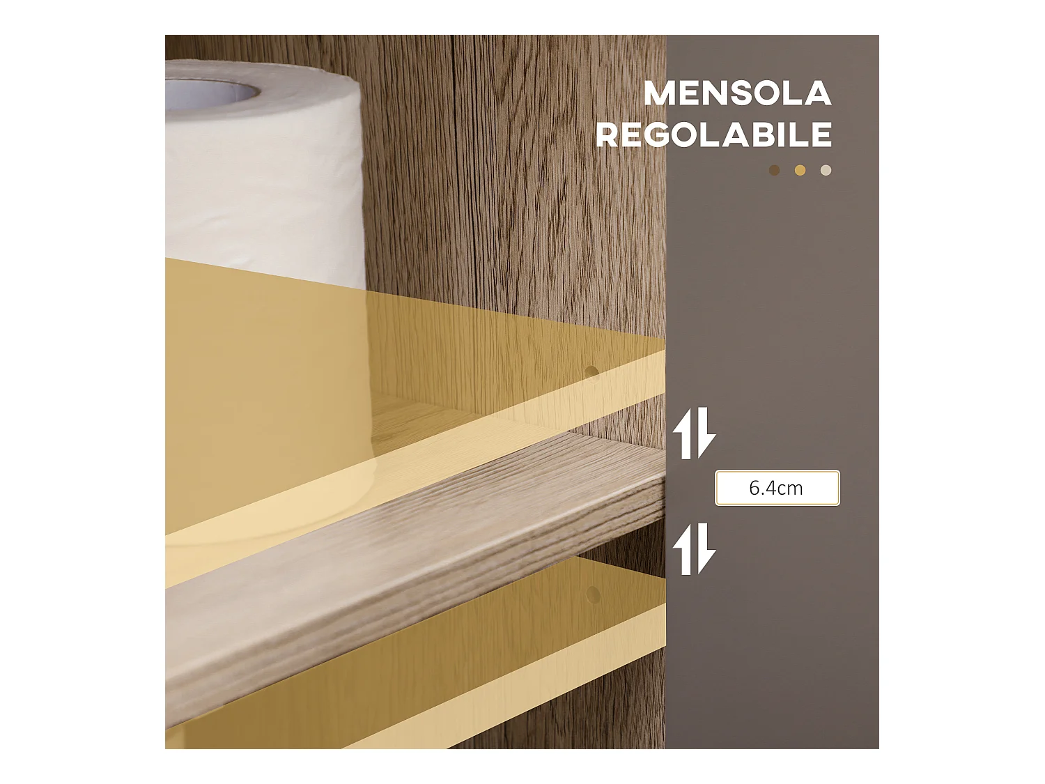 Armadietto sottolavabo con ante e mensole in mdf multicolore