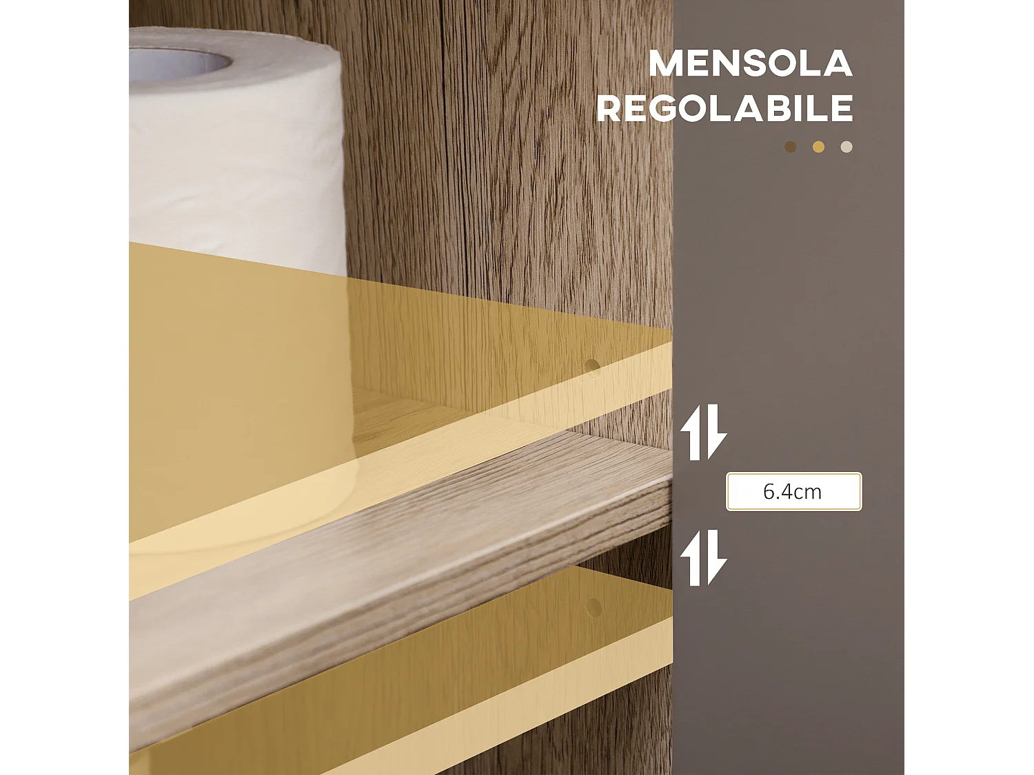 Armadietto sottolavabo con ante e mensole in mdf multicolore