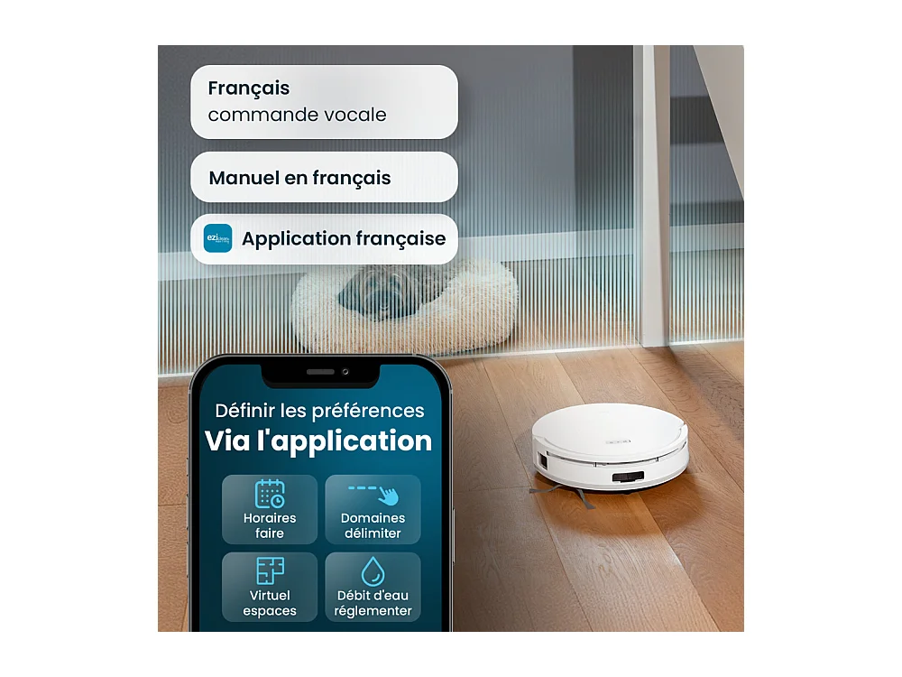 Robot aspirateur laveur connecté eziclean® All In One Z12 Ultra