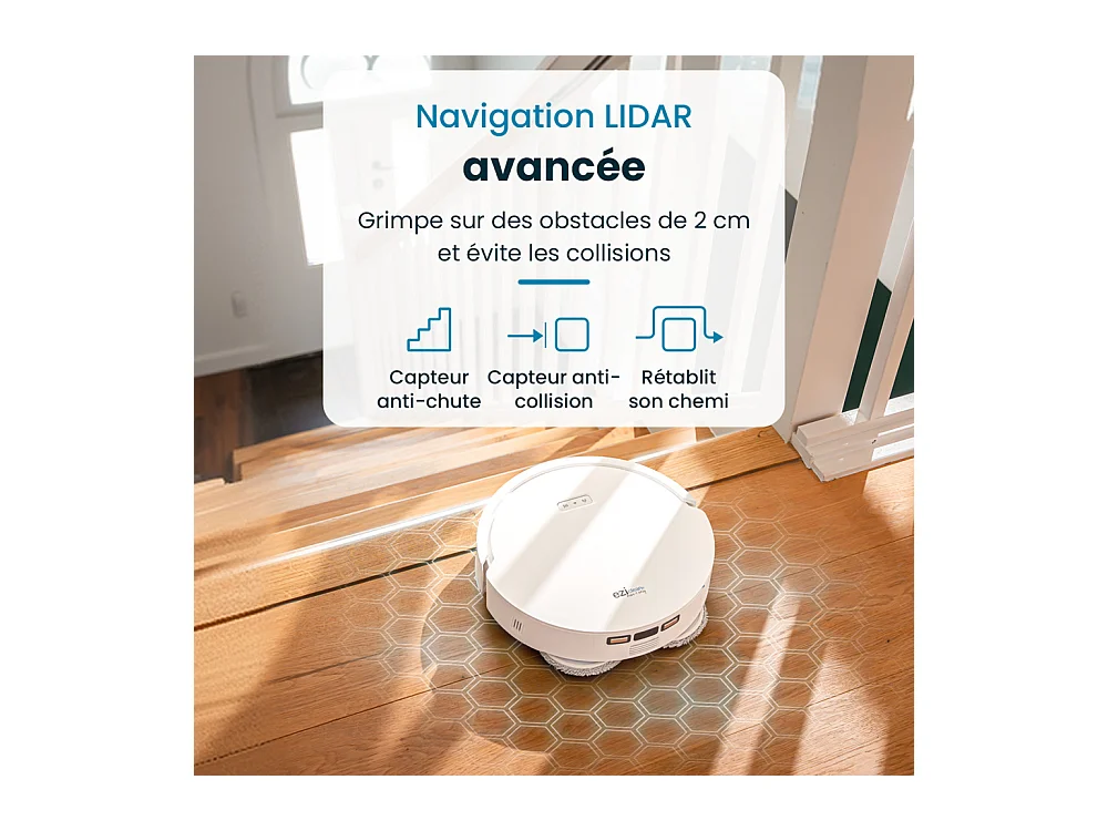 Robot aspirateur laveur connecté eziclean® All In One Z12 Ultra