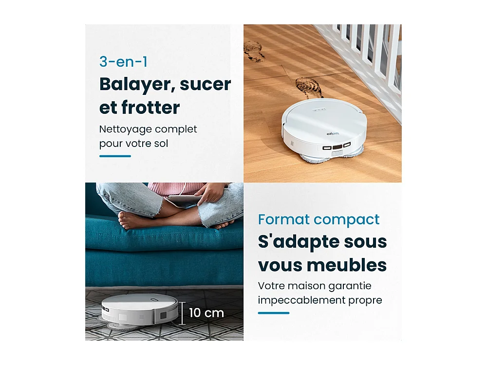 Robot aspirateur laveur connecté eziclean® All In One Z12 Ultra