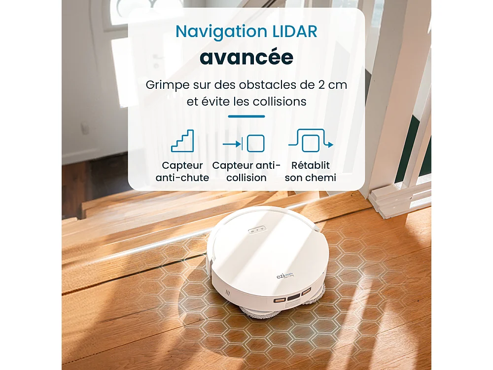 Robot Staubsauger Wischer Verbunden eziclean® All In One Z12 Ultra Intelligente Navigation