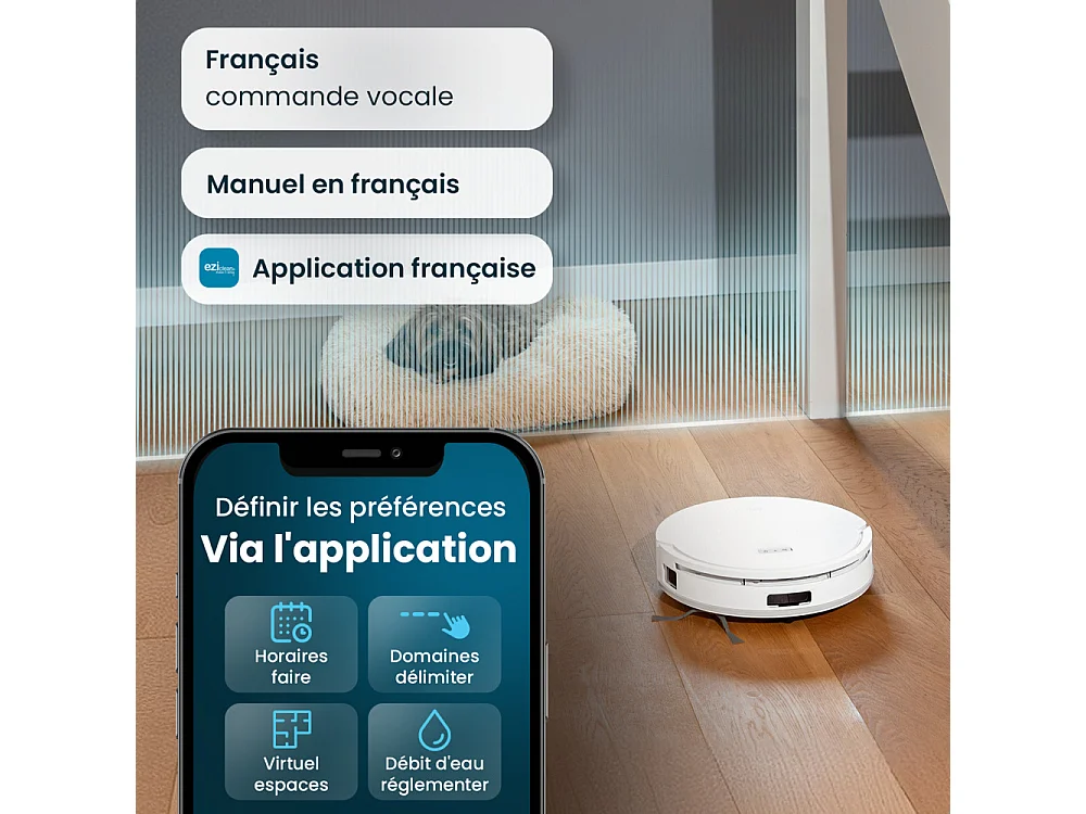 Robot aspirateur laveur connecté EZIclean® All In One Z12 Ultra