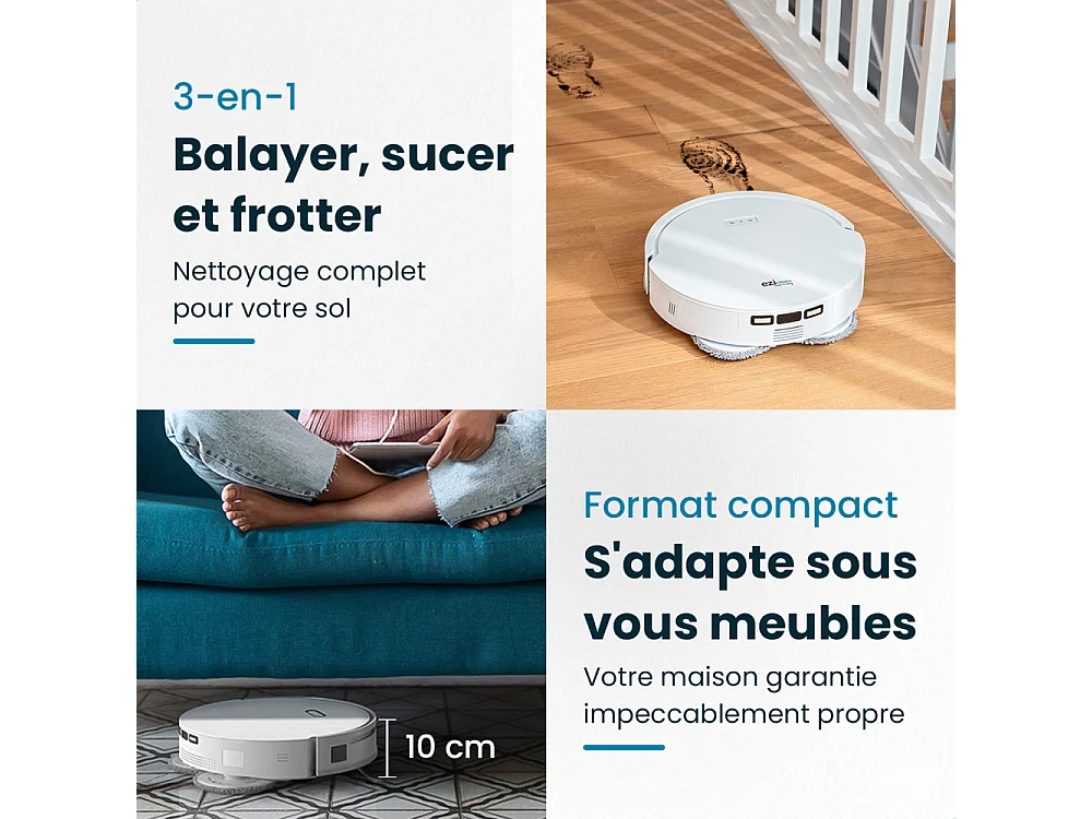 Robot aspirateur laveur connecté EZIclean® All In One Z12 Ultra