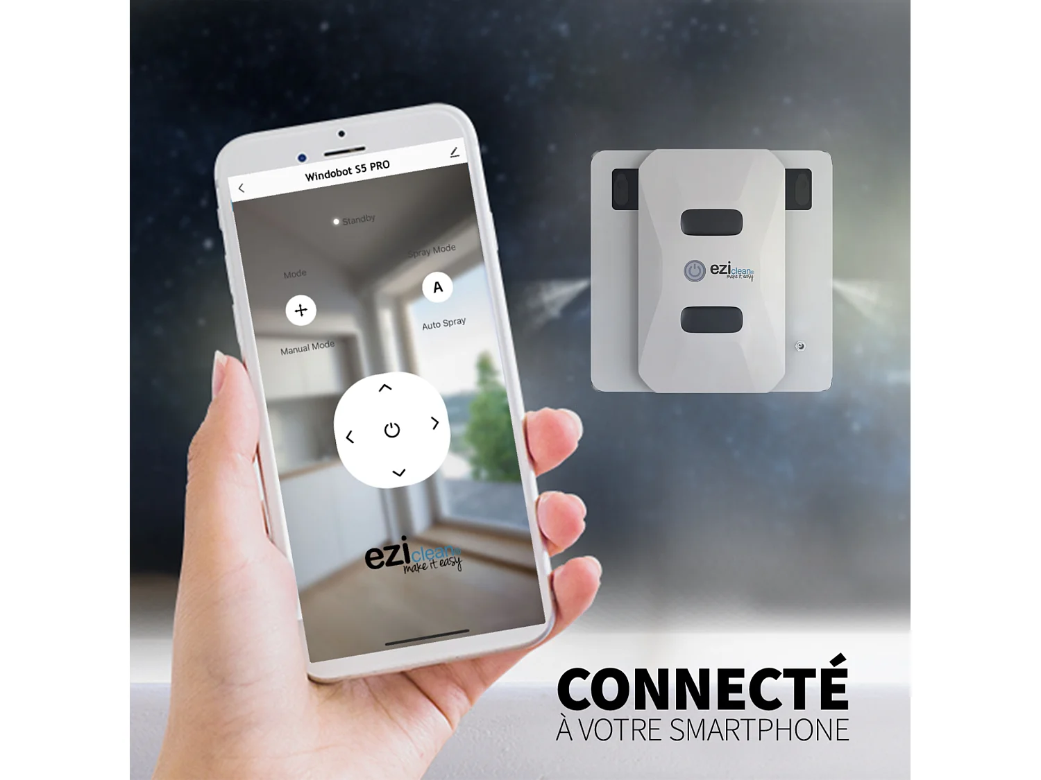 Robot Do Mycia Okien eziclean® Windobot S5 Pro Podwójny Automatyczny Spray - Biały