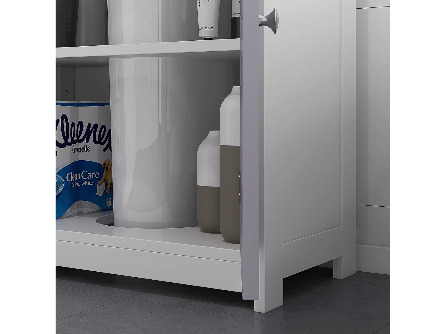 Mobile sotto lavabo bagno 2 ante e mensola in mdf 60x30x60cm