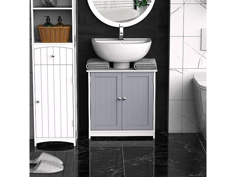 Mobile sotto lavabo bagno 2 ante e mensola in mdf 60x30x60cm