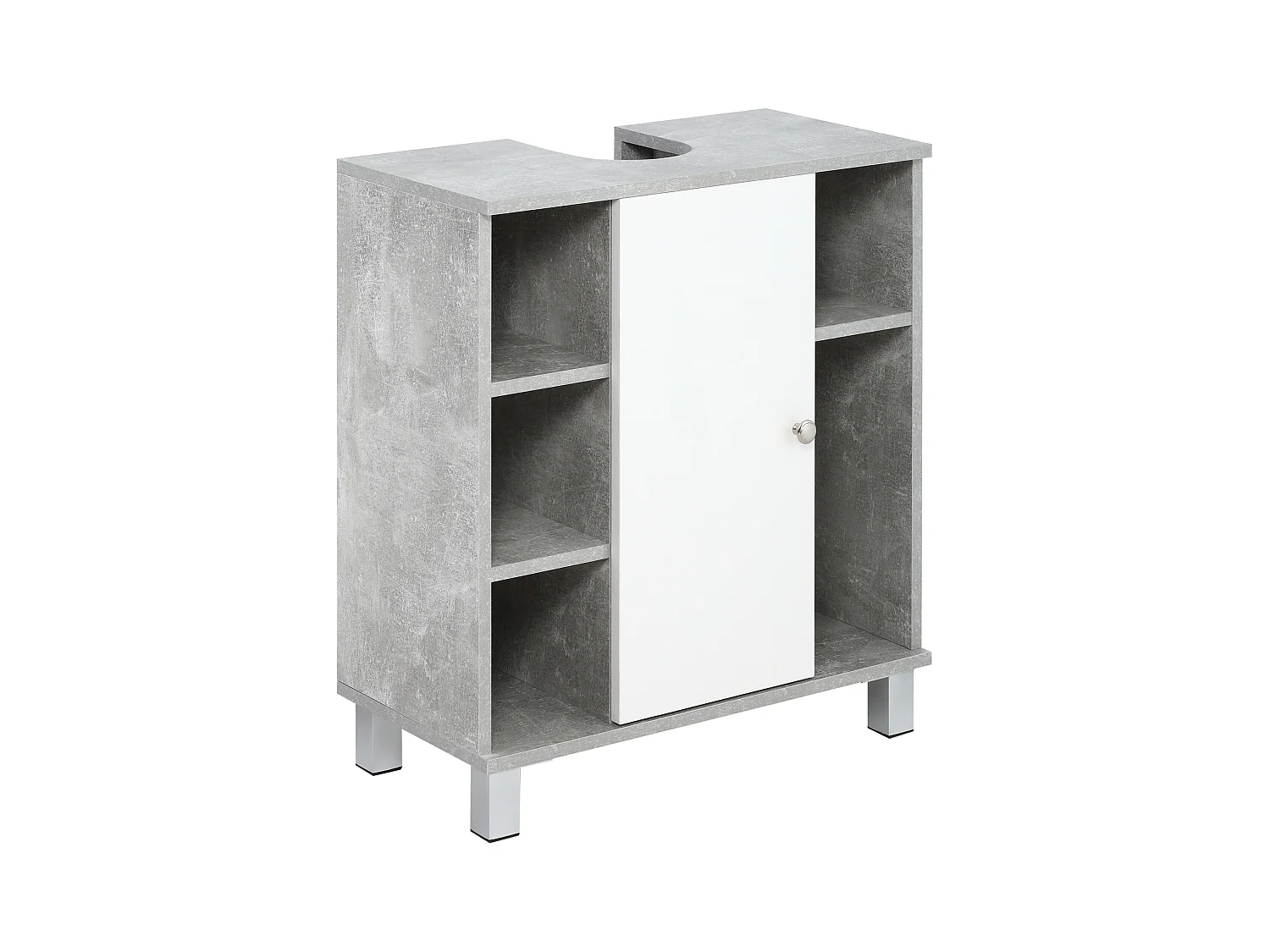 Mobiletto sottolavandino in legno bianco grigio 60x30x68cm
